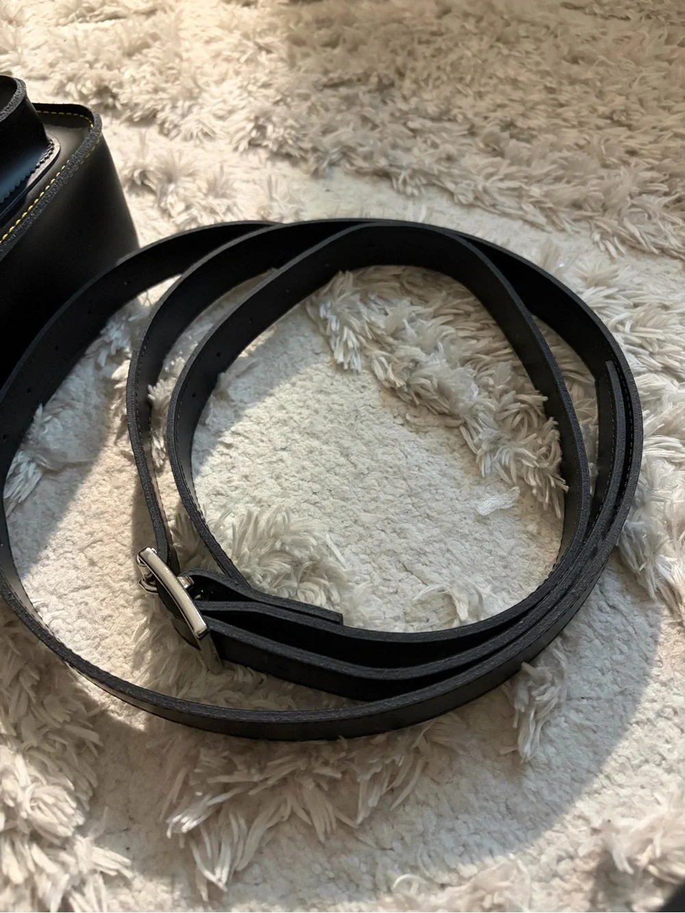 Dr. Martens Black Leather Messenger Satchel with Silver Hardware